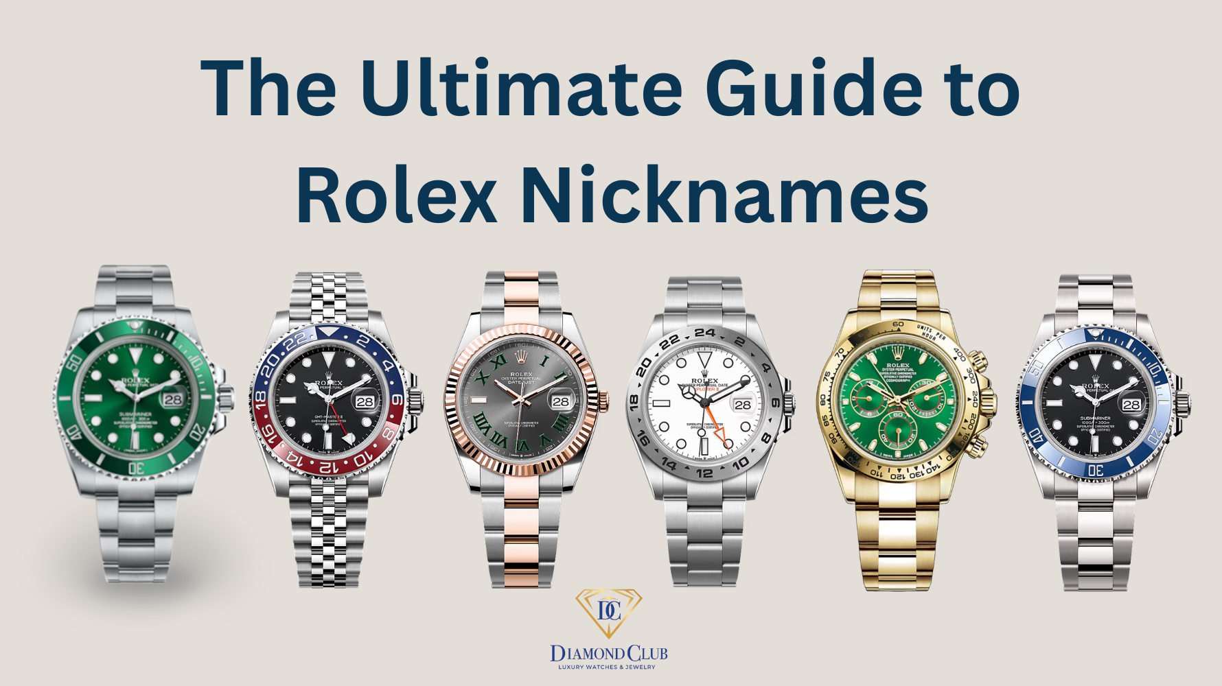The ultimate guide to rolx nicknames showing rolex submariner hulk gmt-master 2 pepsi datejust wimbleon explorer 2 polar daytona johm mayer sunmariner smurf