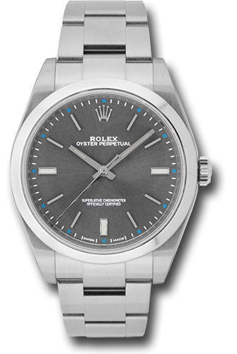 Rolex Steel Oyster Perpetual 39 Watch - Domed Bezel - Dark Rhodium Index Dial - 114300 drio