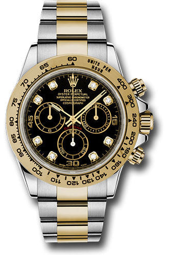 Rolex Yellow Rolesor Cosmograph Daytona 40 Watch - Black Diamond Dial - 116503 bkd