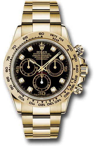 Rolex Yellow Gold Cosmograph Daytona 40 Watch - Black Diamond Dial - 116508 bkd