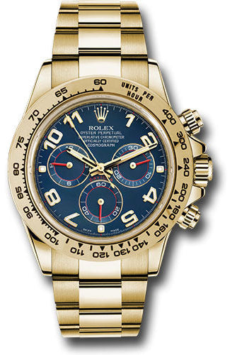 Rolex Yellow Gold Cosmograph Daytona 40 Watch - Blue Arabic Dial - 116508 bla