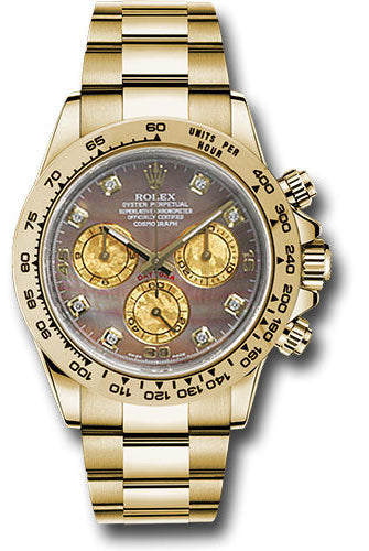 Rolex Yellow Gold Cosmograph Daytona 40 Watch - Dark Mother-Of-Pearl And Gold Crystal Diamond Dial - 116508 dkmd