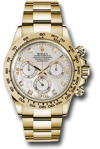 Rolex Yellow Gold Cosmograph Daytona 40 Watch - Mother-Of-Pearl Diamond Dial - 116508 md