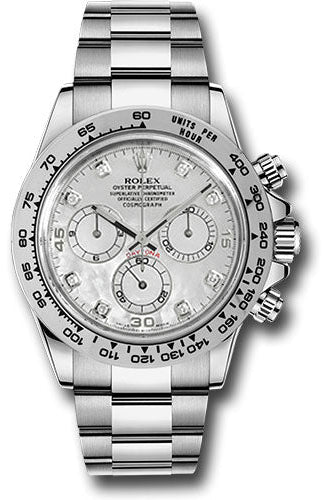 Rolex White Gold Cosmograph Daytona 40 Watch - White Mother-Of-Pearl Diamond Dial - 116509 md