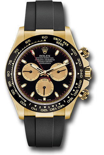Rolex Yellow Gold Cosmograph Daytona 40 Watch - Black Paul Newman Index Dial - Black Oysterflex Strap - 116518LN bkchof