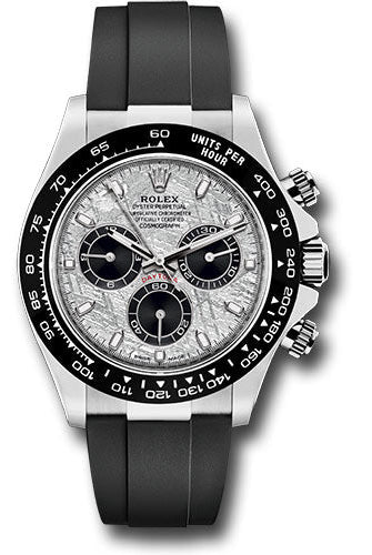 Rolex White Gold Cosmograph Daytona 40 Watch - Meteroite and Black Index Dial - Black Oysterflex Strap - 116519LN mtbkiof