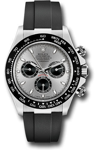 Rolex White Gold Cosmograph Daytona 40 Watch - Steel Index Dial - Black Oysterflex Strap - 116519LN stbkof
