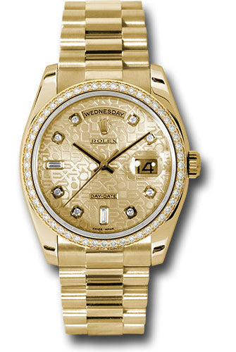 Rolex Yellow Gold Day-Date 36 Watch - Bezel - Champagne Jubilee Diamond Dial - President Bracelet - 118348 chjdp
