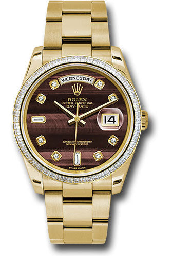 Rolex Yellow Gold Day-Date 36 Watch - Bezel - Bulls Eye Diamond Dial - Oyster Bracelet - 118398 bedo
