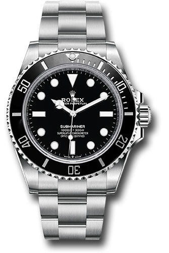Rolex Steel Submariner Watch - Black Dial - 124060
