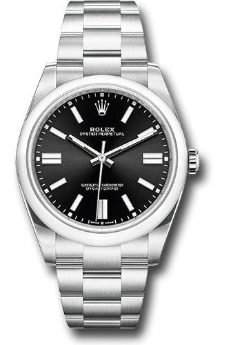 Rolex Oyster Perpetual 41 Watch - Domed Bezel - Black Index Dial - Oyster Bracelet - 124300 bkio