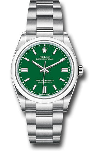 Rolex Oyster Perpetual 36 Watch - Domed Bezel - Green Index Dial - Oyster Bracelet - 126000 greio