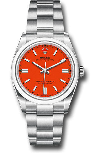 Rolex Oyster Perpetual 36 Watch - Domed Bezel - Coral Red Index Dial - Oyster Bracelet - 126000 reio