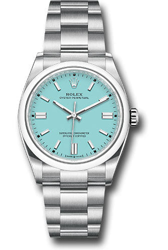 Rolex Oyster Perpetual 36 Watch - Domed Bezel - Turquoise Blue Index Dial - Oyster Bracelet - 126000 tbio