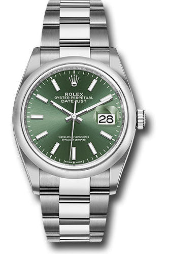 Rolex Oystersteel Datejust 36 Watch - Domed Bezel - Mint Green Index Dial - Oyster Bracelet - 126200 mgio