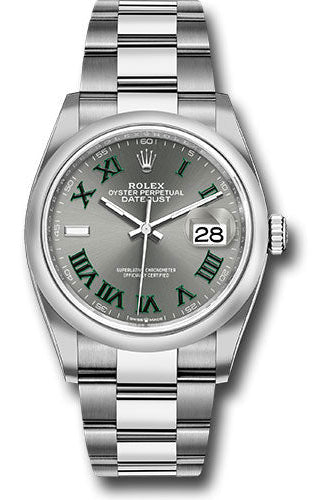 Rolex Oystersteel Datejust 36 Watch - Domed Bezel - Slate Roman Dial - Oyster Bracelet - 126200 slgro