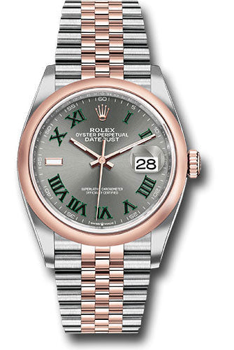 Rolex Everose Rolesor Datejust 36 Watch - Domed Bezel - Slate Roman Dial - Jubilee Bracelet - 126201 slgrj