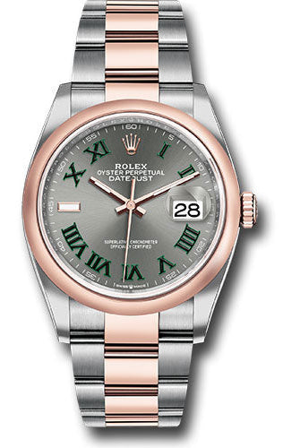 Rolex Everose Rolesor Datejust 36 Watch - Domed Bezel - Slate Roman Dial - Oyster Bracelet - 126201 slgro