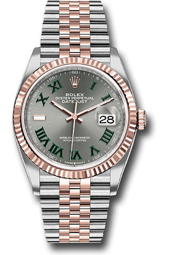 Rolex Everose Rolesor Datejust 36 Watch - Fluted Bezel - Slate Roman Dial - Jubilee Bracelet - 126231 slgrj