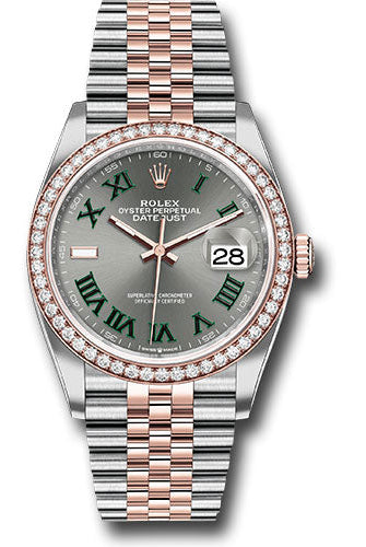Rolex Everose Rolesor Datejust 36 Watch - Diamond Bezel - Slate Roman Dial - Jubilee Bracelet - 126281rbr slgrj