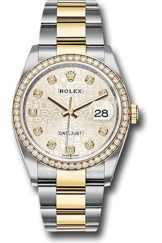 Rolex Steel and Yellow Gold Rolesor Datejust 36 Watch - Diamond Bezel - Silver Jubilee Diamond Dial - Oyster Bracelet -