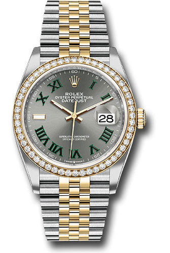 Rolex Yellow Rolesor Datejust 36 Watch - Diamond Bezel - Slate Roman Dial - Jubilee Bracelet - 126283rbr slgrj