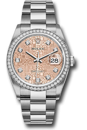 Rolex Steel Datejust 36 Watch - Diamond Bezel - Pink Jubilee Diamond Dial - Oyster Bracelet - 126284RBR pjdo