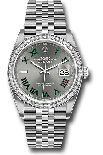 Rolex White Rolesor Datejust 36 Watch - Diamond Bezel - Slate Roman Dial - Jubilee Bracelet - 126284rbr slgrj