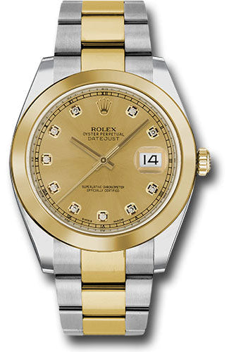 Rolex Steel and Yellow Gold Rolesor Datejust 41 Watch - Smooth Bezel - Champagne Diamond Dial - Oyster Bracelet - 126303 chdo
