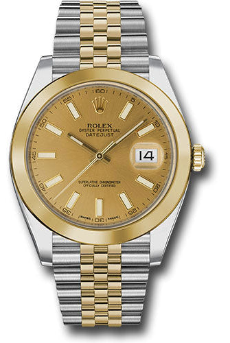 Rolex Steel and Yellow Gold Rolesor Datejust 41 Watch - Smooth Bezel - Champagne Index Dial - Jubilee Bracelet - 126303 chij