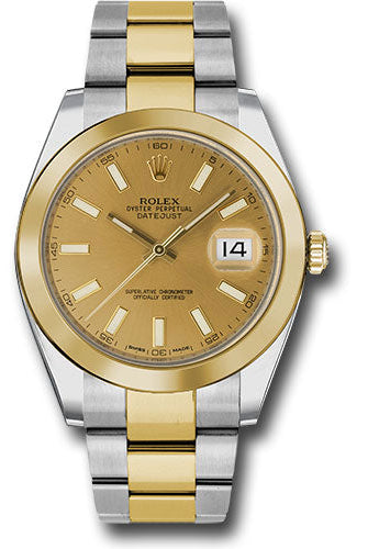 Rolex Steel and Yellow Gold Rolesor Datejust 41 Watch - Smooth Bezel - Champagne Index Dial - Oyster Bracelet - 126303 chio