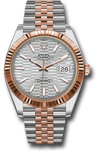 Rolex Everose Rolesor Datejust 41 Watch - Fluted Bezel - Silver Fluted Motif Index Dial - Jubilee Bracelet - 126331 sflmij