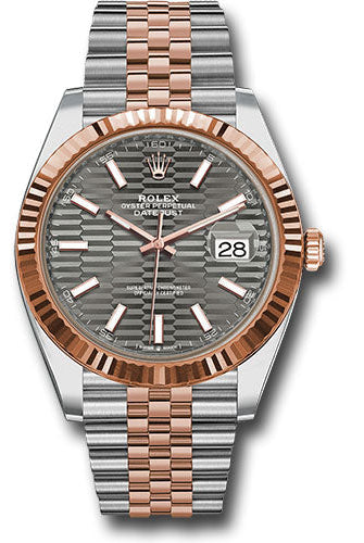 Rolex Everose Rolesor Datejust 41 Watch - Fluted Bezel - Slate Fluted Motif Index Dial - Jubilee Bracelet - 126331 slflmij
