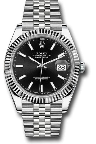 Rolex Steel and White Gold Rolesor Datejust 41 Watch - Fluted Bezel - Black Index Dial - Jubilee Bracelet - 126334 bkij