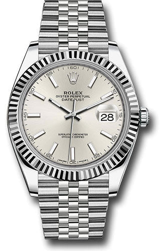 Rolex Steel and White Gold Rolesor Datejust 41 Watch - Fluted Bezel - Silver Index Dial - Jubilee Bracelet - 126334 sij