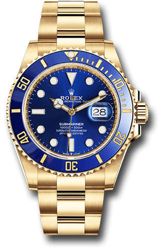 Rolex Yellow Gold Submariner Date Watch - Blue Bezel - Blue Dial - 126618LB