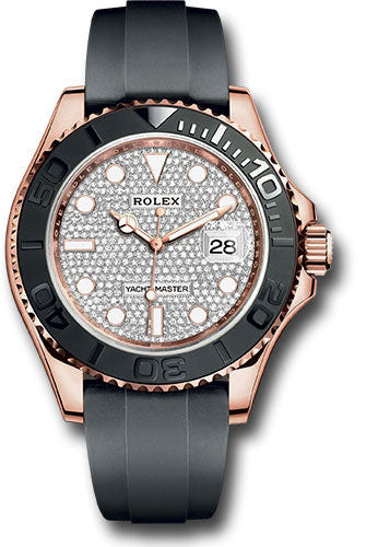 Rolex Everose Gold Yacht-Master 40 Watch - Diamond Paved Dial - Oysterflex Strap - 126655 dp