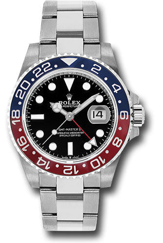 Rolex Steel GMT-Master II 40 Watch - Blue And Red Pepsi Bezel - Black Dial - Oyster Bracelet - 126710BLRO o