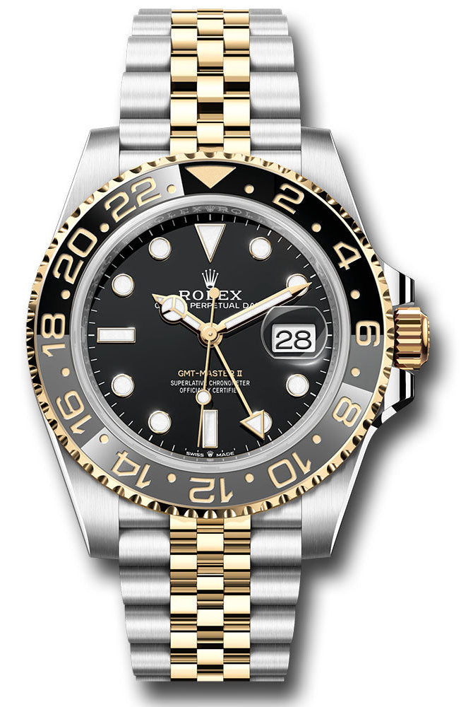 Rolex Yellow Rolesor GMT-Master II Watch - Bidirectional Rotatable Bezel - Black Dial - Jubilee Bracelet - 126713grnr bkj