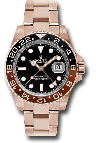 Rolex Everose GMT-Master II 40 Watch - Black And Brown Bezel - Black Dial - Oyster Bracelet - 126715CHNR bk