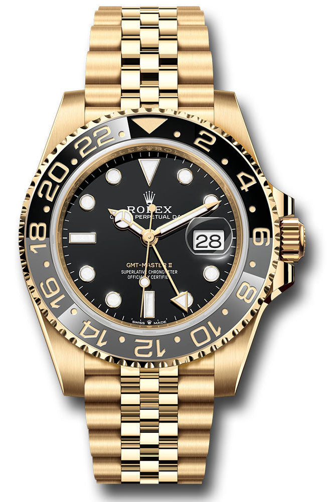 Rolex Yellow Gold GMT-Master II Watch - Bidirectional Rotatable Bezel - Black Dial - Jubilee Bracelet - 126718grnr bkj