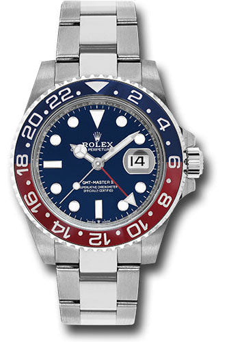 Rolex White Gold GMT-Master II 40 Watch - Blue and Red Pepsi Bezel - Blue Dial - Oyster Bracelet - 126719BLRO bl