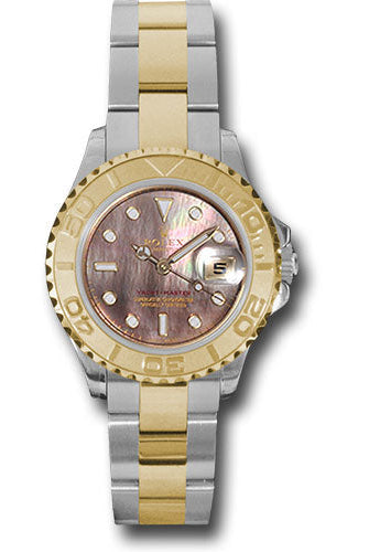 Rolex Steel and Yellow Gold Lady Yacht-Master 29 Watch - Black Mother-Of-Pearl Dial - 169623 dkm