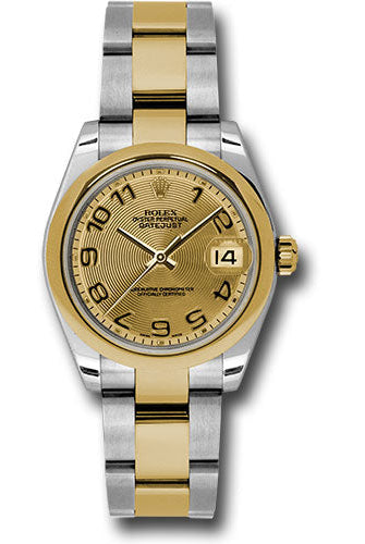Rolex Steel and Yellow Gold Datejust 31 Watch - Domed Bezel - Champagne Concentric Circle Arabic Dial - Oyster Bracelet -