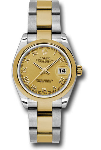 Rolex Steel and Yellow Gold Datejust 31 Watch - Domed Bezel - Champagne Roman Dial - Oyster Bracelet - 178243 chro