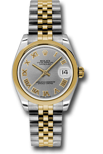 Rolex Steel and Yellow Gold Datejust 31 Watch - Domed Bezel - Slate Grey Roman Dial - Jubilee Bracelet - 178243 grj