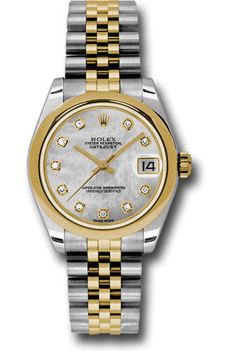 Rolex Steel and Yellow Gold Datejust 31 Watch - Domed Bezel - Mother-Of-Pearl Diamond Dial - Jubilee Bracelet - 178243 mdj