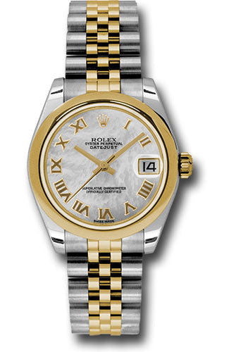 Rolex Steel and Yellow Gold Datejust 31 Watch - Domed Bezel - Mother-Of-Pearl Roman Dial - Jubilee Bracelet - 178243 mrj