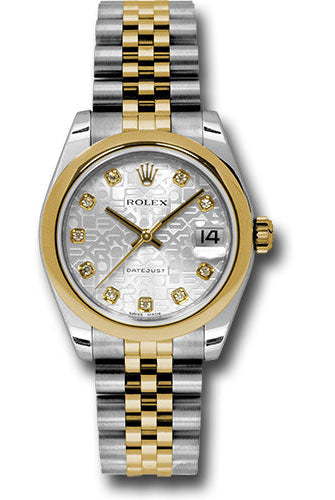 Rolex Steel and Yellow Gold Datejust 31 Watch - Domed Bezel - Silver Jubilee Diamond Dial - Jubilee Bracelet - 178243 sjdj