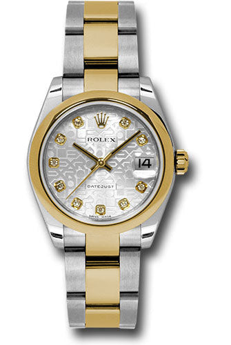Rolex Steel and Yellow Gold Datejust 31 Watch - Domed Bezel - Silver Jubilee Diamond Dial - Oyster Bracelet - 178243 sjdo